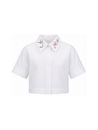 Camicia per bambina Givenchy Kids bianca con ricamo floreale sul colletto H31419 10P GIVENCHY KIDS 