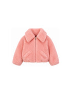 Giacca per bambina Givenchy Kids rosa in shearling sintetico con logo H31425 46G GIVENCHY KIDS 