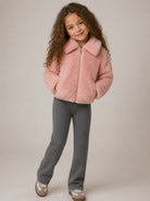 Giacca per bambina Givenchy Kids rosa in shearling sintetico con logo H31425 46G GIVENCHY KIDS 
