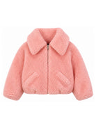 Giacca per bambina Givenchy Kids rosa in shearling sintetico con logo H31425 46G GIVENCHY KIDS 