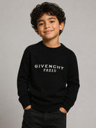 Maglione per bambino Givenchy Kids nero con logo ricamato sul davanti H31441 09B GIVENCHY KIDS 