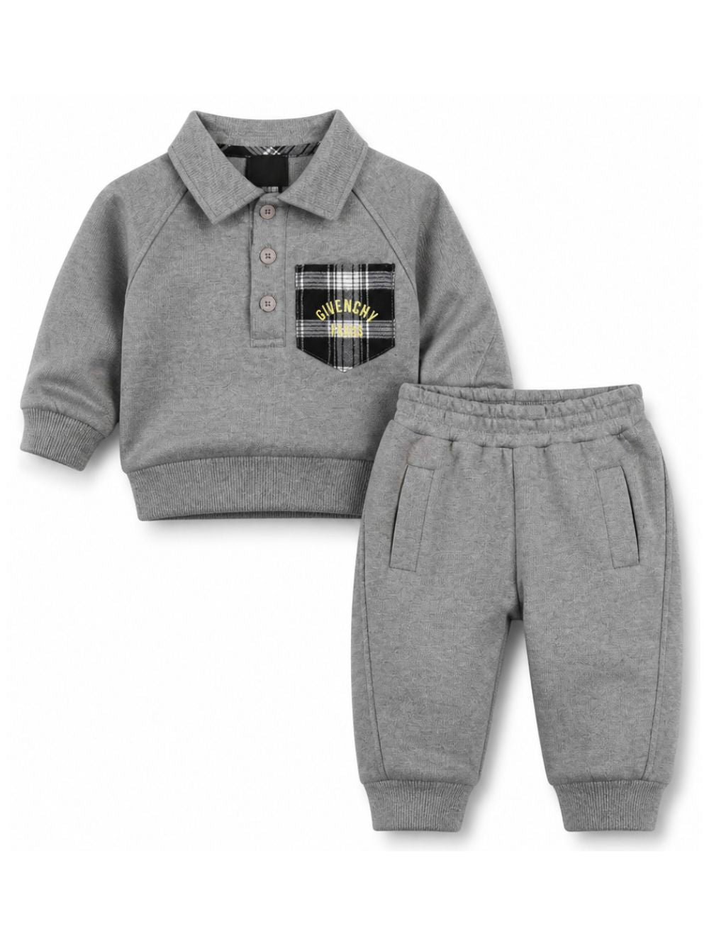 Completo per neonato Givenchy Kids grigio con tasca a quadri H31454 A47 GIVENCHY KIDS 
