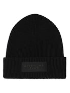 Berretto per neonato Givenchy Kids nero con applicazione frontale con logo H31466 09B GIVENCHY KIDS 