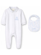 Set tutina e bavaglino per neonato Givenchy Kids bianco con dettagli in azzurro H31535 10P GIVENCHY KIDS 