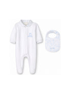 Set tutina e bavaglino per neonato Givenchy Kids bianco con dettagli in azzurro H31535 10P GIVENCHY KIDS 