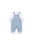 Set salopette e T-shirt per neonato Givenchy Kids azzurro con motivo a spina di pesce H31538 783 GIVENCHY KIDS 