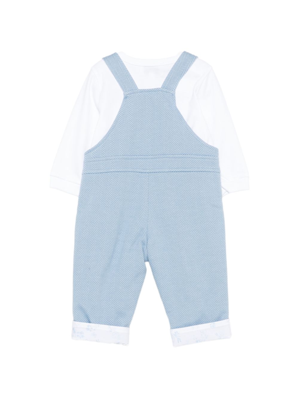 Set salopette e T-shirt per neonato Givenchy Kids azzurro con motivo a spina di pesce H31538 783 GIVENCHY KIDS 