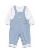 Set salopette e T-shirt per neonato Givenchy Kids azzurro con motivo a spina di pesce H31538 783 GIVENCHY KIDS 