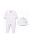 Set tutina e cappellino per neonata Givenchy Kids rosa con logo ricamato sul davanti H31539 N54 GIVENCHY KIDS 