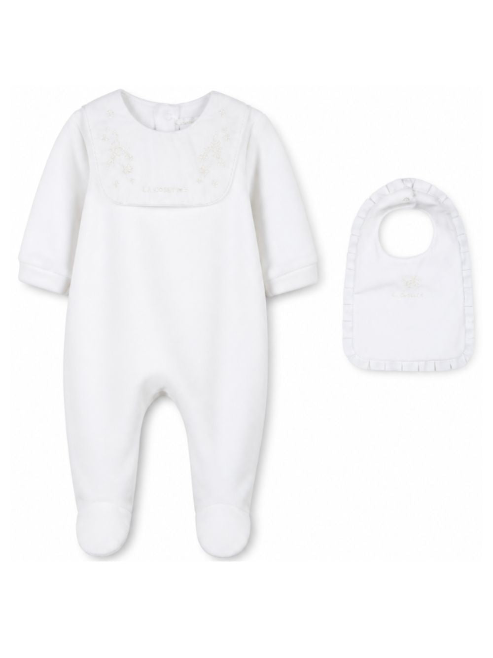 Set tutina e bavaglino per neonati Givenchy Kids bianco con ricamo farfalla H31540 10P GIVENCHY KIDS 