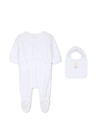 Set tutina e bavaglino per neonati Givenchy Kids bianco con ricamo farfalla H31540 10P GIVENCHY KIDS 