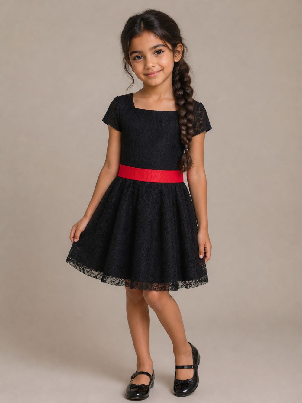 Abito per bambina Givenchy Kids nero a fiori con cintura H31547 09B GIVENCHY KIDS 