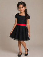 Abito per bambina Givenchy Kids nero a fiori con cintura H31547 09B GIVENCHY KIDS 