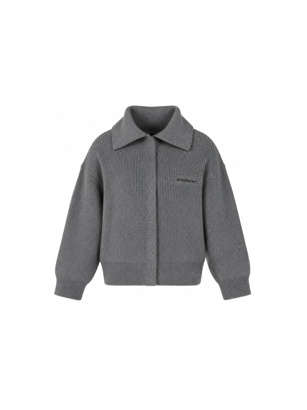 Cardigan per bambina Givenchy Kids grigio a coste con applicazione H31549 A47 GIVENCHY KIDS 