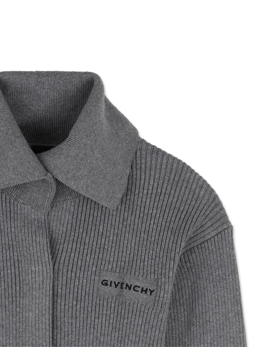 Cardigan per bambina Givenchy Kids grigio a coste con applicazione H31549 A47 GIVENCHY KIDS 