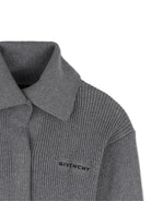 Cardigan per bambina Givenchy Kids grigio a coste con applicazione H31549 A47 GIVENCHY KIDS 