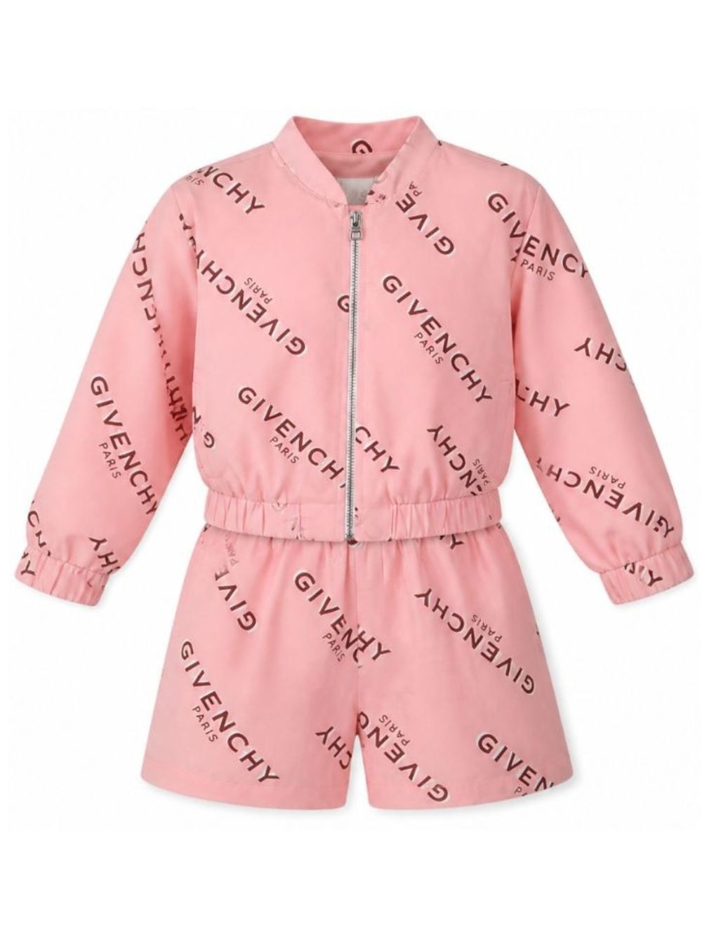 Completo felpa e shorts per bambina Givenchy Kids rosa con stampa logo all-over H31553 46G GIVENCHY KIDS 
