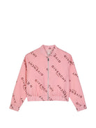 Completo felpa e shorts per bambina Givenchy Kids rosa con stampa logo all-over H31553 46G GIVENCHY KIDS 