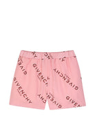 Completo felpa e shorts per bambina Givenchy Kids rosa con stampa logo all-over H31553 46G GIVENCHY KIDS 