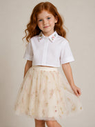 Gonna per bambina Givenchy Kids bianco con ricamo floreale all-over H31562 148 GIVENCHY KIDS 