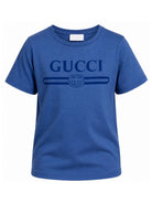T-shirt per bambini Gucci Kids blu con logo stampato sul davanti 547559XJHO5 4118 GUCCI KIDS 