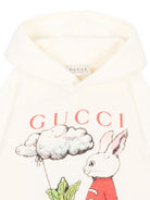 Felpa per neonato Gucci Kids bianca con stampa grafica sul davanti 749653XJHZA 9214 GUCCI KIDS 