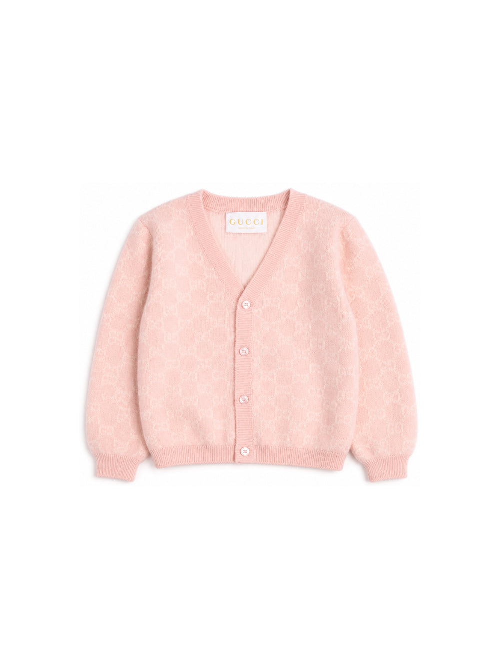 Cardigan per neonata Gucci Kids rosa con motivo GG jacquard 834348XKEZP 5012 GUCCI KIDS 