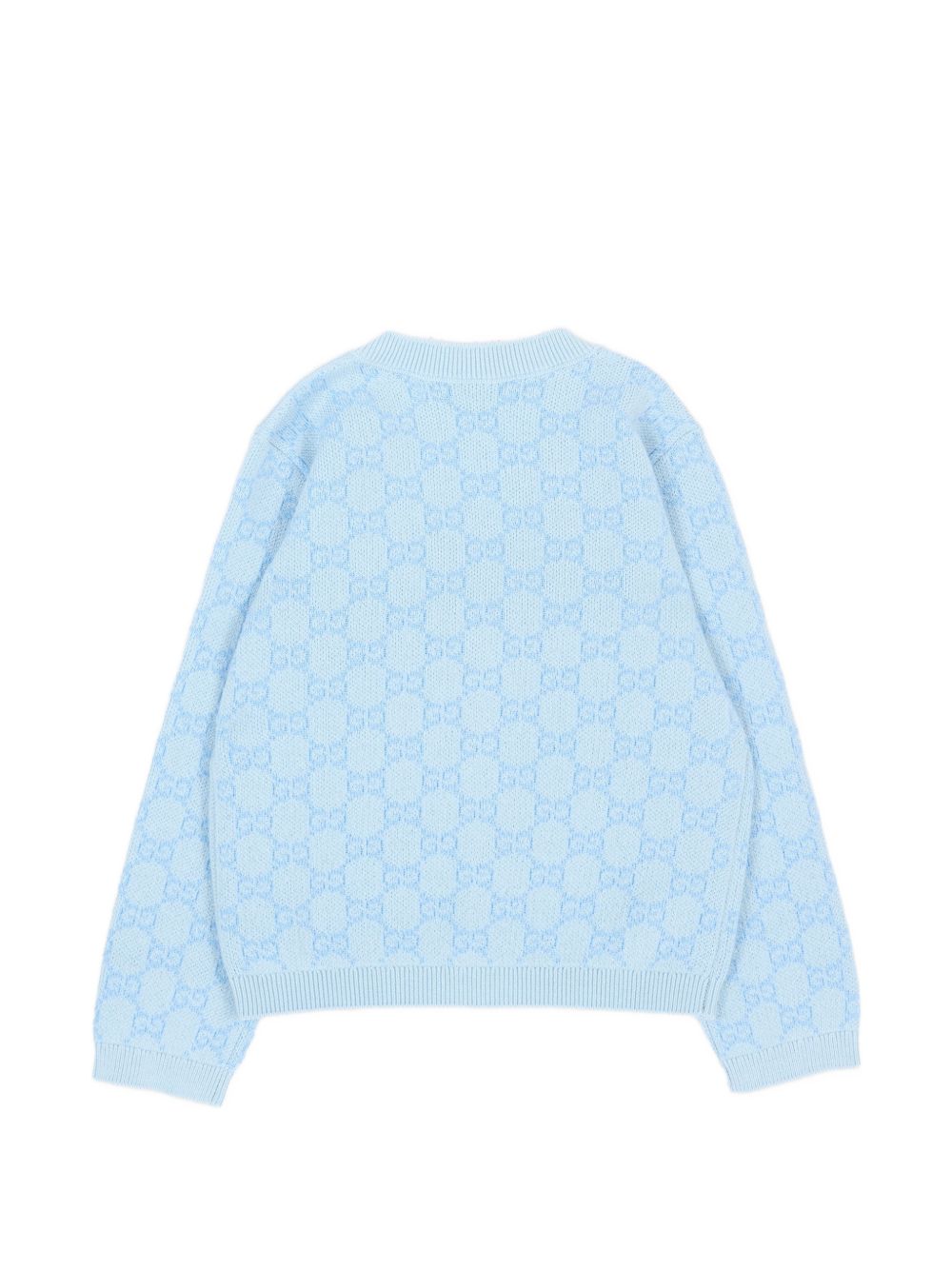 Cardigan per neonato Gucci Kids azzuro con motivo monogramma all-over 834348XKFQX 4012 GUCCI KIDS 