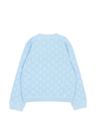 Cardigan per neonato Gucci Kids azzuro con motivo monogramma all-over 834348XKFQX 4012 GUCCI KIDS 