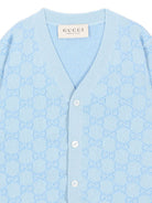 Cardigan per neonato Gucci Kids azzuro con motivo monogramma all-over 834348XKFQX 4012 GUCCI KIDS 