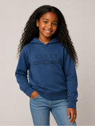 Felpa per bambini Gucci KIds blu con stampa logo sul davanti 855554XJHXM 4393 GUCCI KIDS 