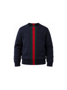 Maglione per bambino Gucci Kids blu in lana con decorazione Web 867433XKFKT 4154 GUCCI KIDS 