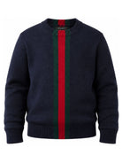 Maglione per bambino Gucci Kids blu in lana con decorazione Web 867433XKFKT 4154 GUCCI KIDS 
