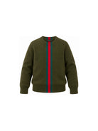 Maglione per bambino Gucci Kids verde con decorazione Web 867433XKFNR 3008 GUCCI KIDS 