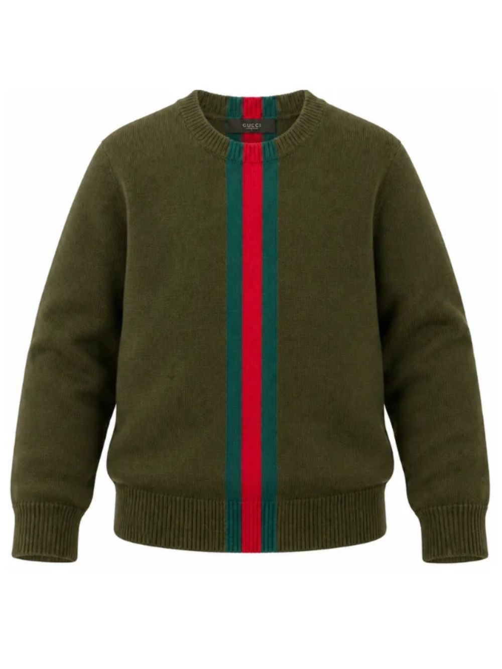 Maglione per bambino Gucci Kids verde con decorazione Web 867433XKFNR 3008 GUCCI KIDS 