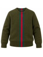Maglione per bambino Gucci Kids verde con decorazione Web 867433XKFNR 3008 GUCCI KIDS 