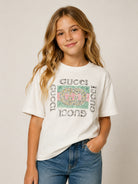 T-shirt per bambina Gucci Kids bianca con stampa con logo Interlocking G 868058XJHYW 9214 GUCCI KIDS 