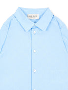 Camicia per neonato Gucci Kids azzurra con motivo Jacquard GG Supreme all-over 870284XWA9G 4774 GUCCI KIDS 