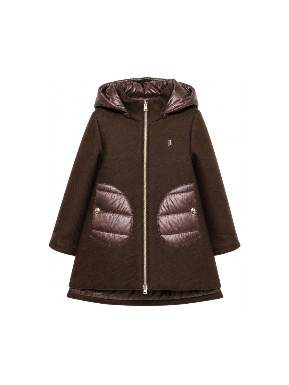 Cappotto per bambina Herno Kids marrone con inserti imbottiti GC000049G33344 8810 HERNO KIDS 