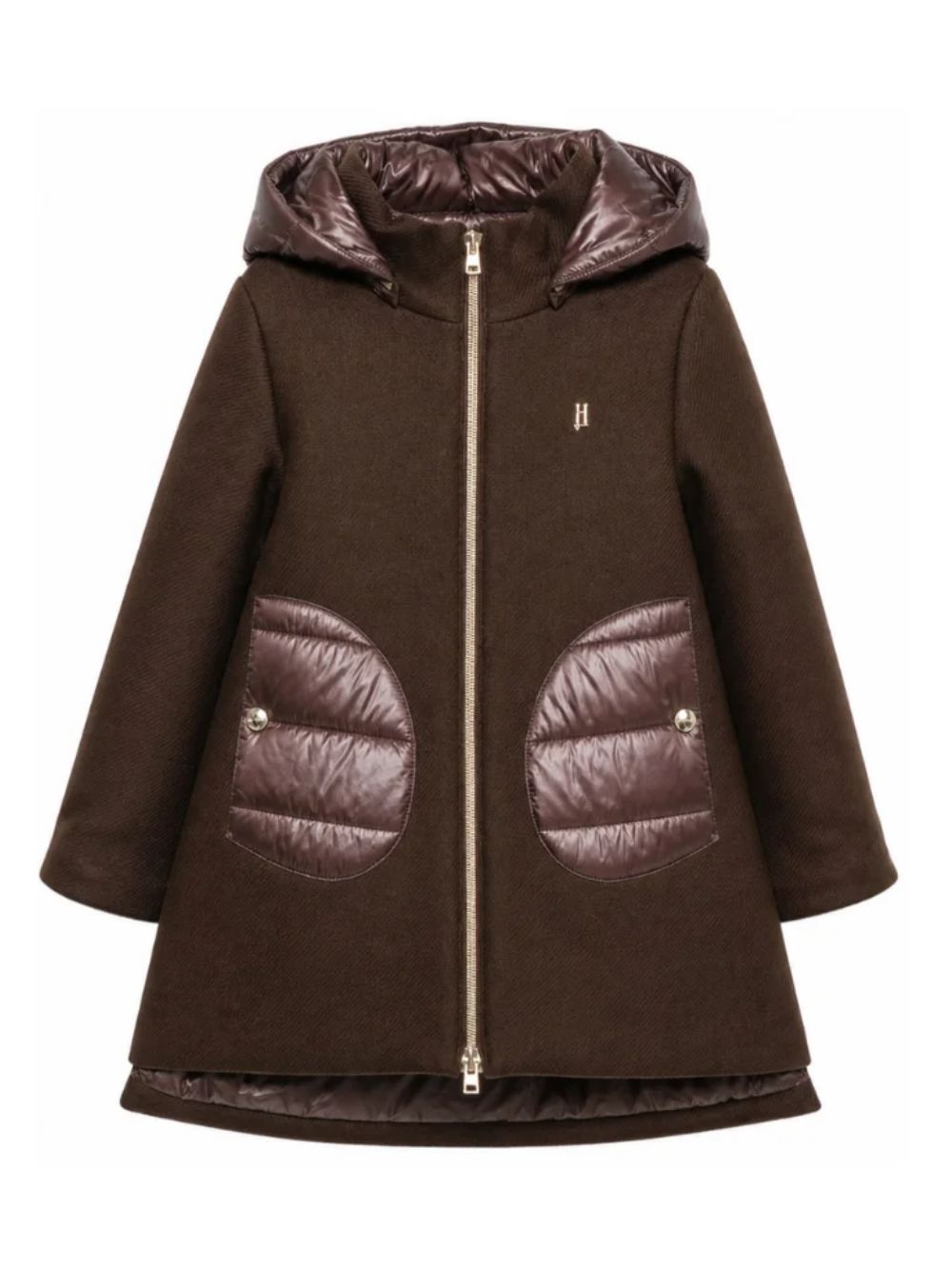 Cappotto per bambina Herno Kids marrone con inserti imbottiti GC000049G33344 8810 HERNO KIDS 