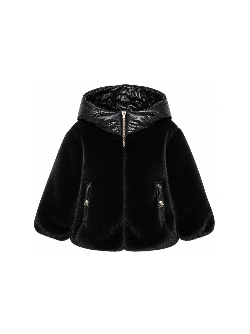 Giubbino per bambina Herno Kids nero con texture teddy GC000060G12630 9300 HERNO KIDS 