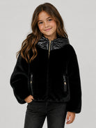 Giubbino per bambina Herno Kids nero con texture teddy GC000060G12630 9300 HERNO KIDS 