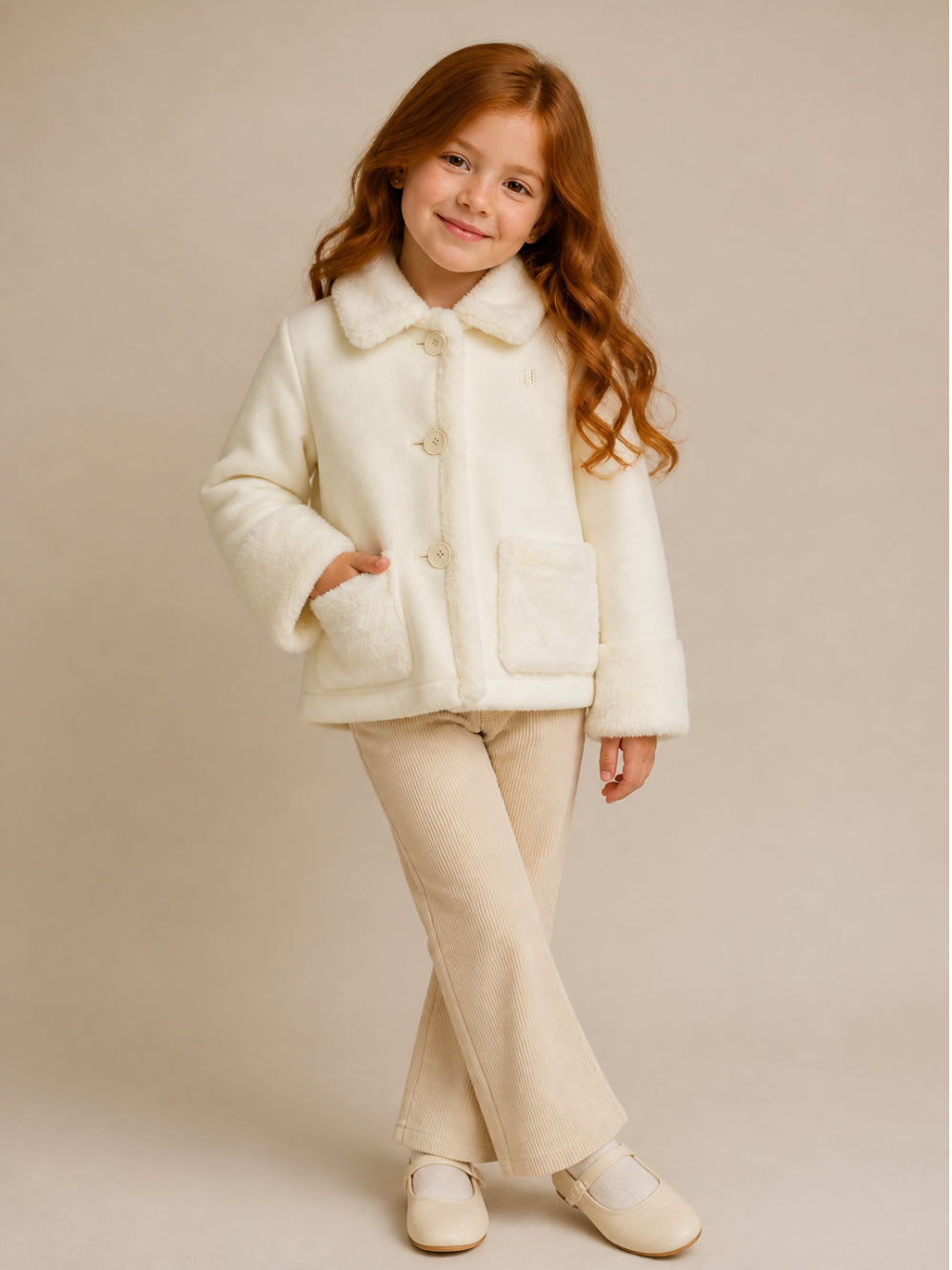 Giubbino per bambina Herno Kids bianco con inserti in ecopelliccia GI000104G33344 1000 HERNO KIDS 