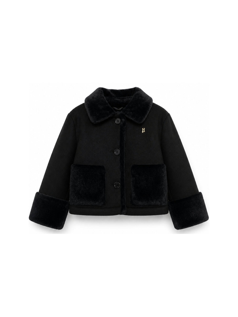 Giubbino per bambina Herno Kids nero con inserti in ecopelliccia GI000104G33344 9300 HERNO KIDS 