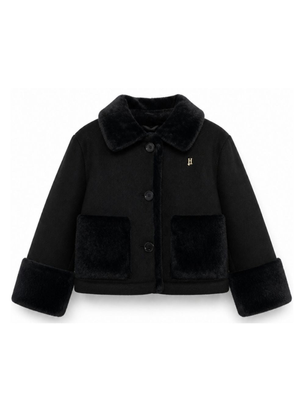 Giubbino per bambina Herno Kids nero con inserti in ecopelliccia GI000104G33344 9300 HERNO KIDS 