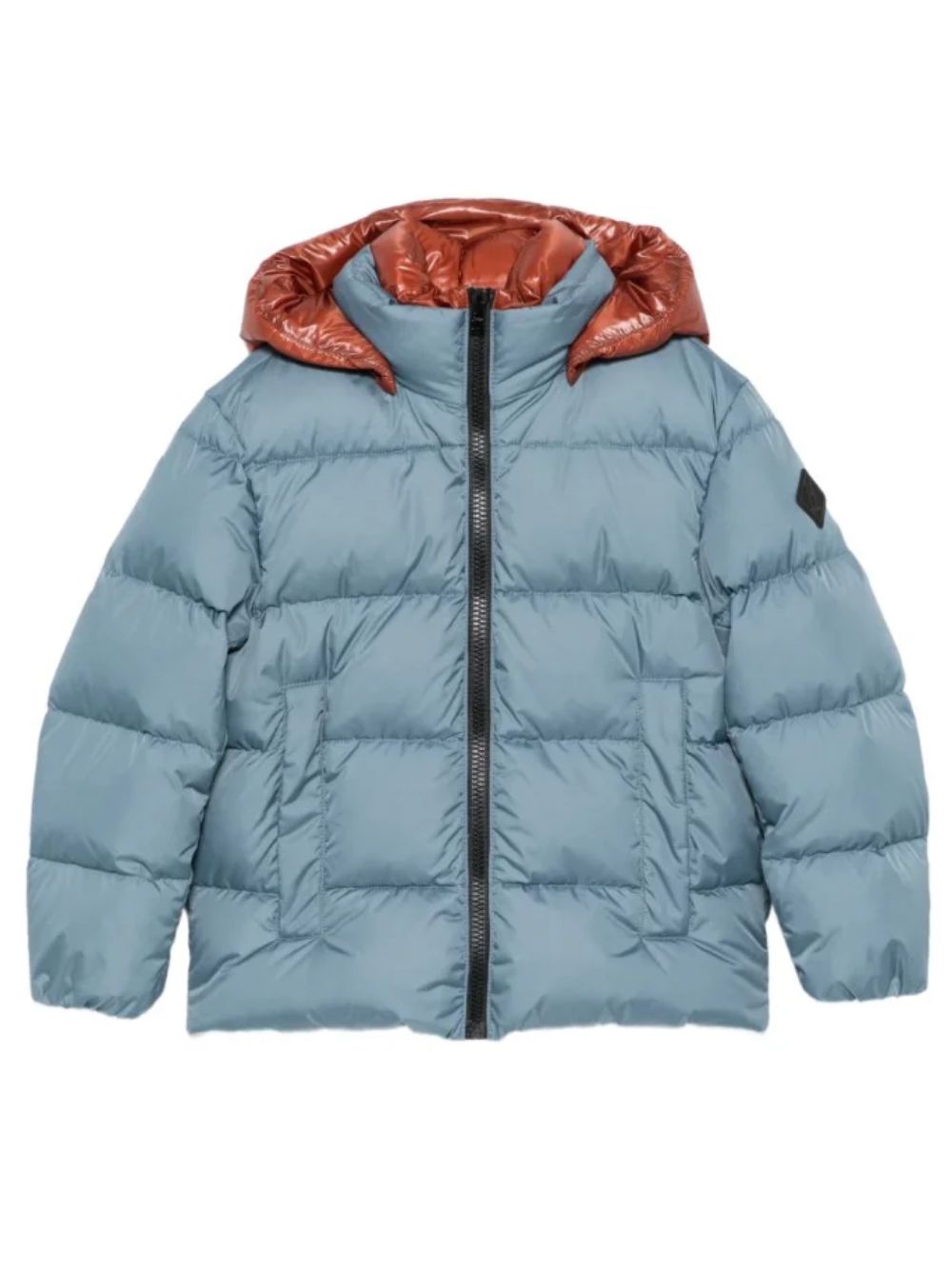 Giubbino per bambino Herno Kids azzurro con cappuccio marrone PI000043X12004Z 9097 HERNO KIDS 
