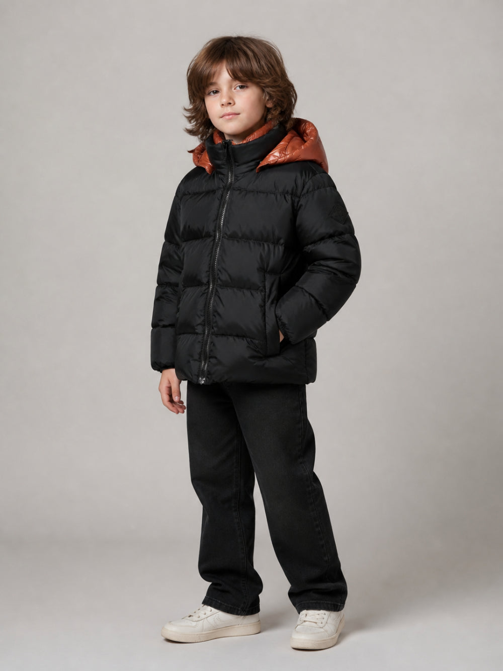 Giubbino per bambino Herno Kids nero con cappuccio a contrasto PI000043X12004Z 9389 HERNO KIDS 