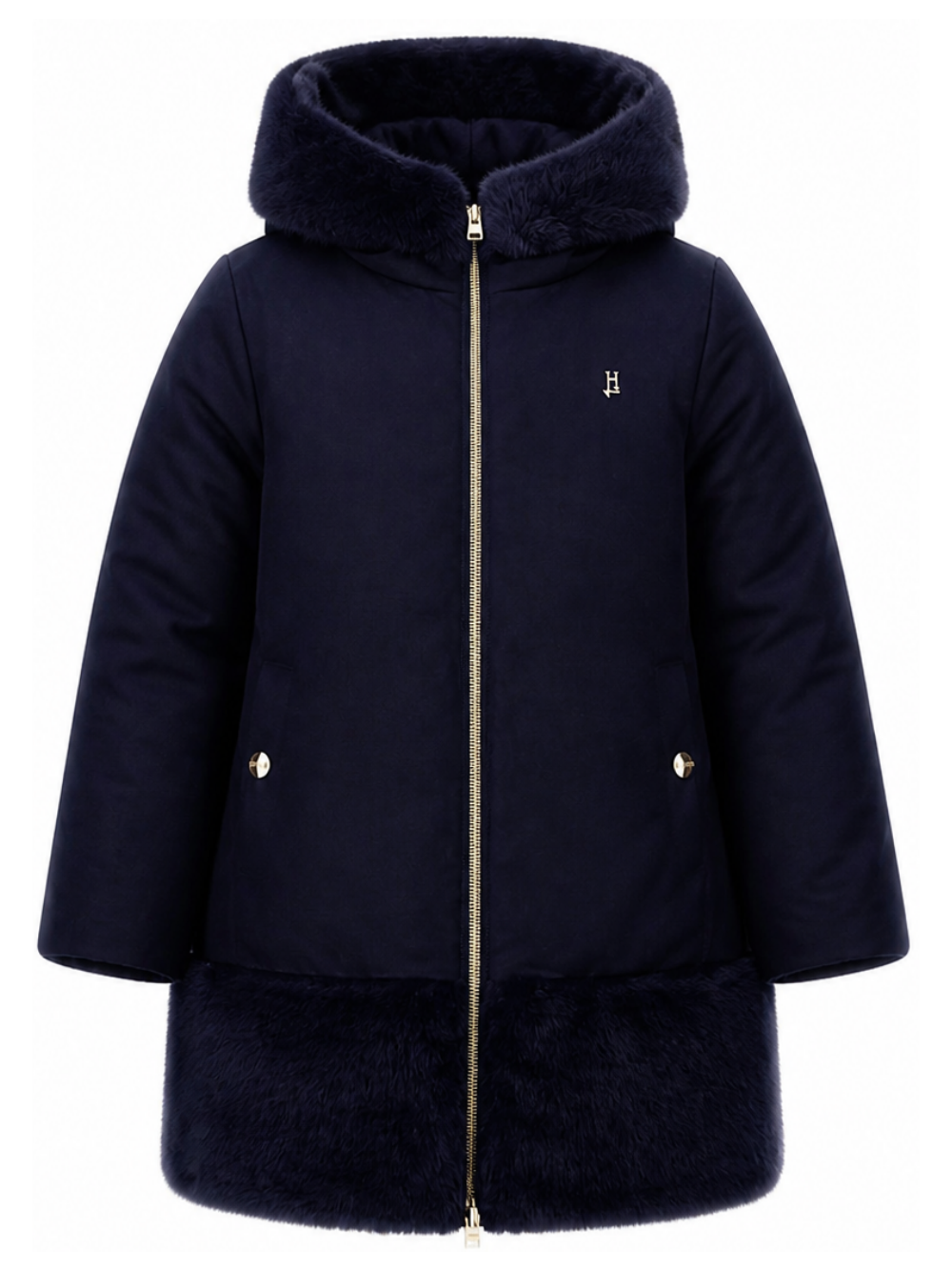 Cappotto per bambina Herno Kids blu navy con cappuccio PI000198G12638 9200 HERNO KIDS 