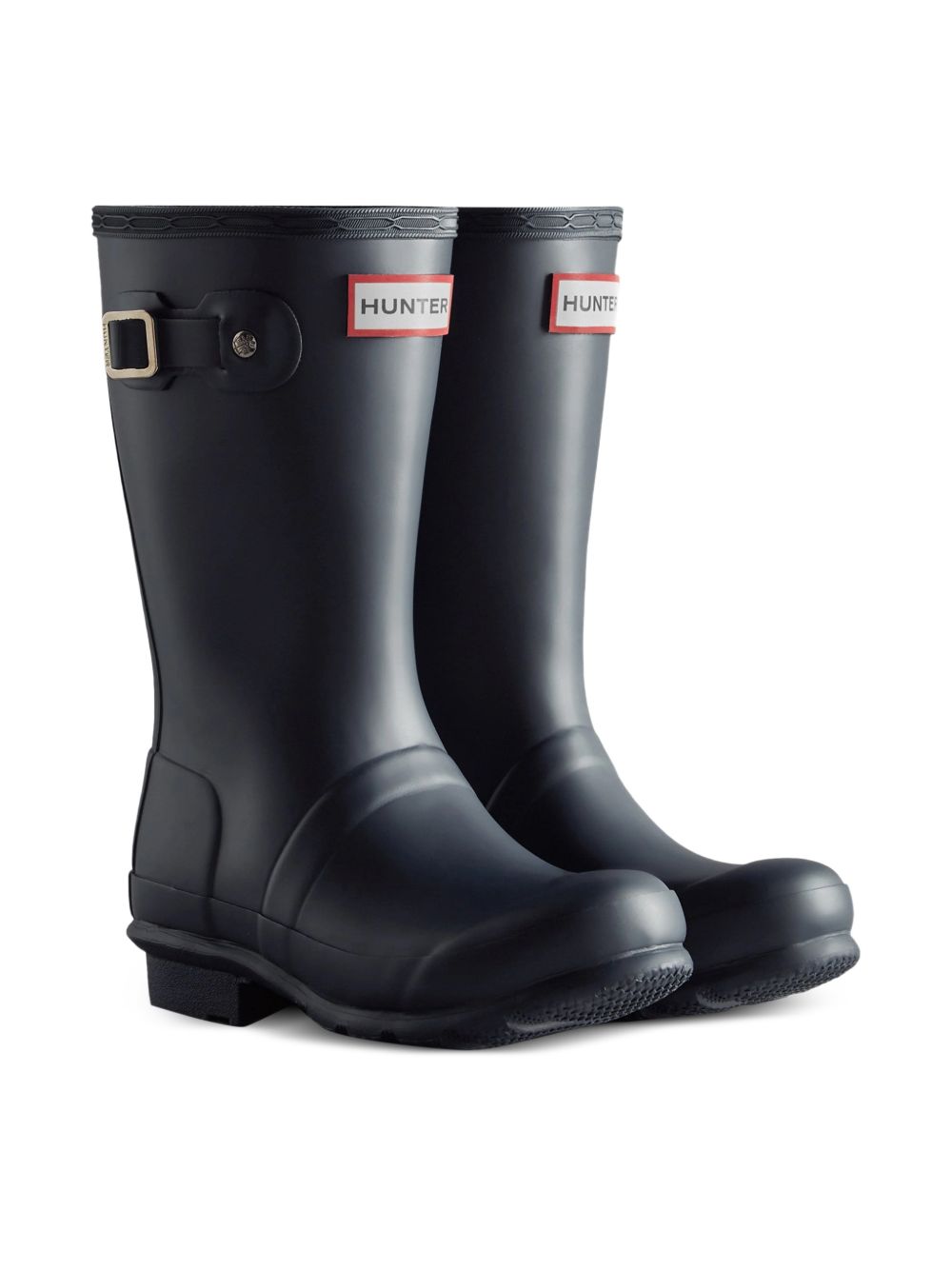 Stivali da pioggia per bambini Hunter Kids blu con patch con logo sul davanti HFRJ0017252 NVY HUNTER KIDS 