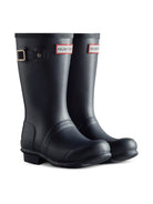 Stivali da pioggia per bambini Hunter Kids blu con patch con logo sul davanti HFRJ0017252 NVY HUNTER KIDS 